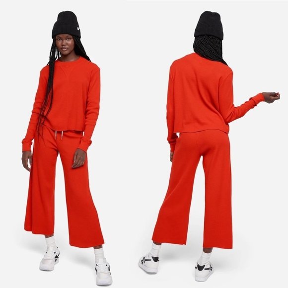 Mate The Label Organic Thermal Wide Leg Pant in Cherry XL